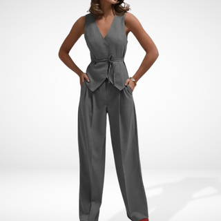Vyötäröä korostava hihaton jumpsuit naisille – Colleen