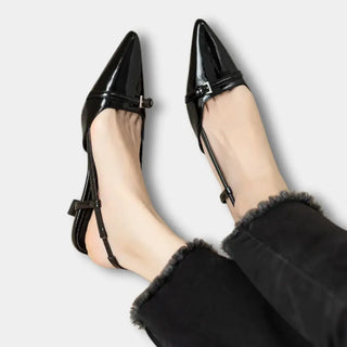 Kiiltopintaiset slingback-korkokengät sirolla soljella for Women – Merce