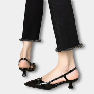 Kiiltopintaiset slingback-korkokengät sirolla soljella for Women – Merce