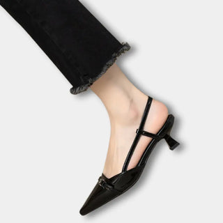 Kiiltopintaiset slingback-korkokengät sirolla soljella for Women – Merce