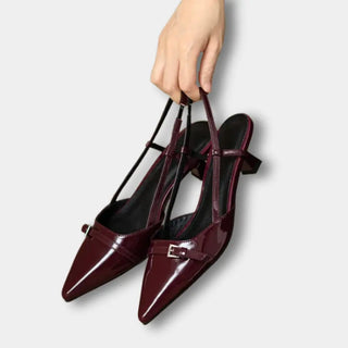 Kiiltopintaiset slingback-korkokengät sirolla soljella for Women – Merce