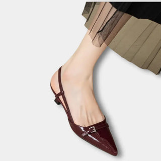 Kiiltopintaiset slingback-korkokengät sirolla soljella for Women – Merce